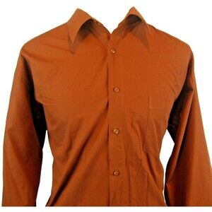 Mens Domani Platinum Cotton Blend Brown LS Casual Shirt sz 17.5-34/35